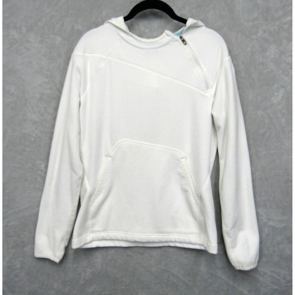 Nike Acg Sweatshirt Womens Medium White Fleece  Pullover Hoodie Zip Embroidered - Picture 1 of 9